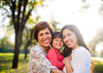 Beautiful hispanic three generation family